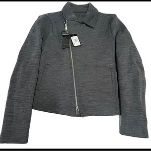 Emporio Armani NWT Wool Blend “Blouson” grey jacket with silver tone hardware